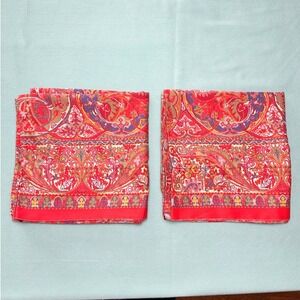 Ralph Lauren ~ GALAHAD King Pillowcase Set ~ 2 Red Paisley Floral 100% Cotton